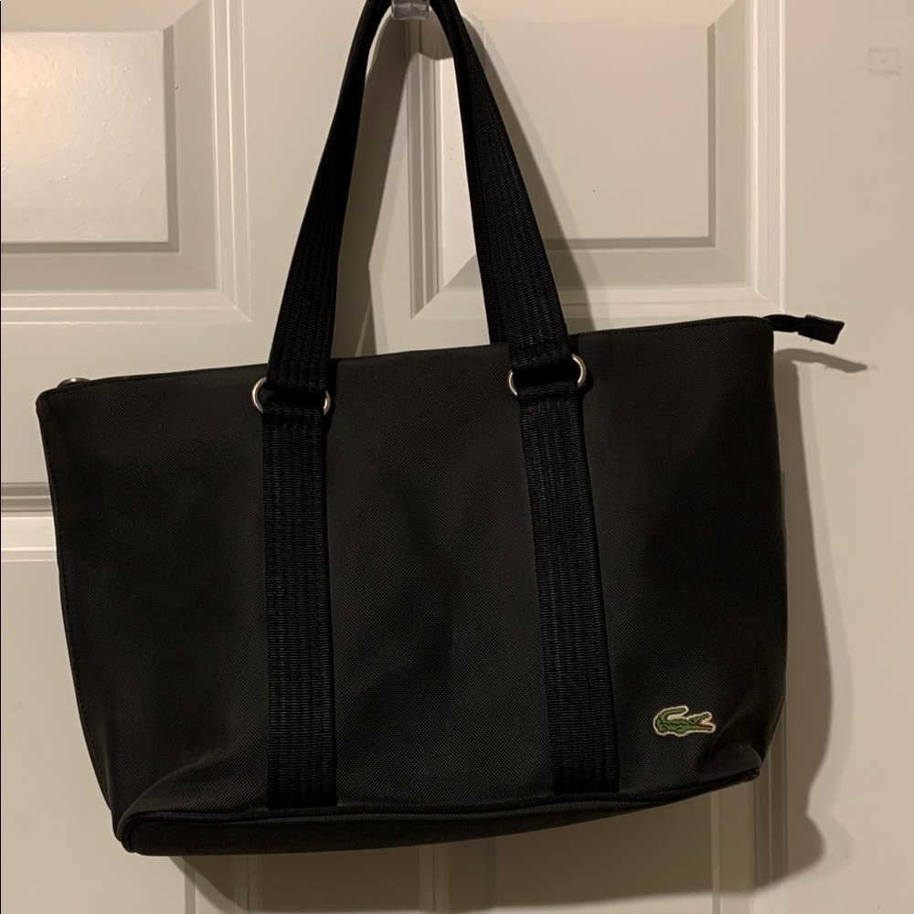 Lacoste Black Duffel Bag with Green Logo